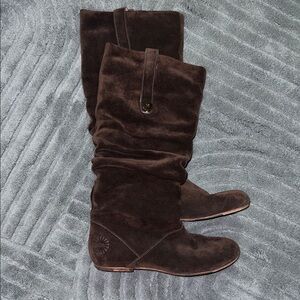 UGG Dark Brown Suede Heeled Boots